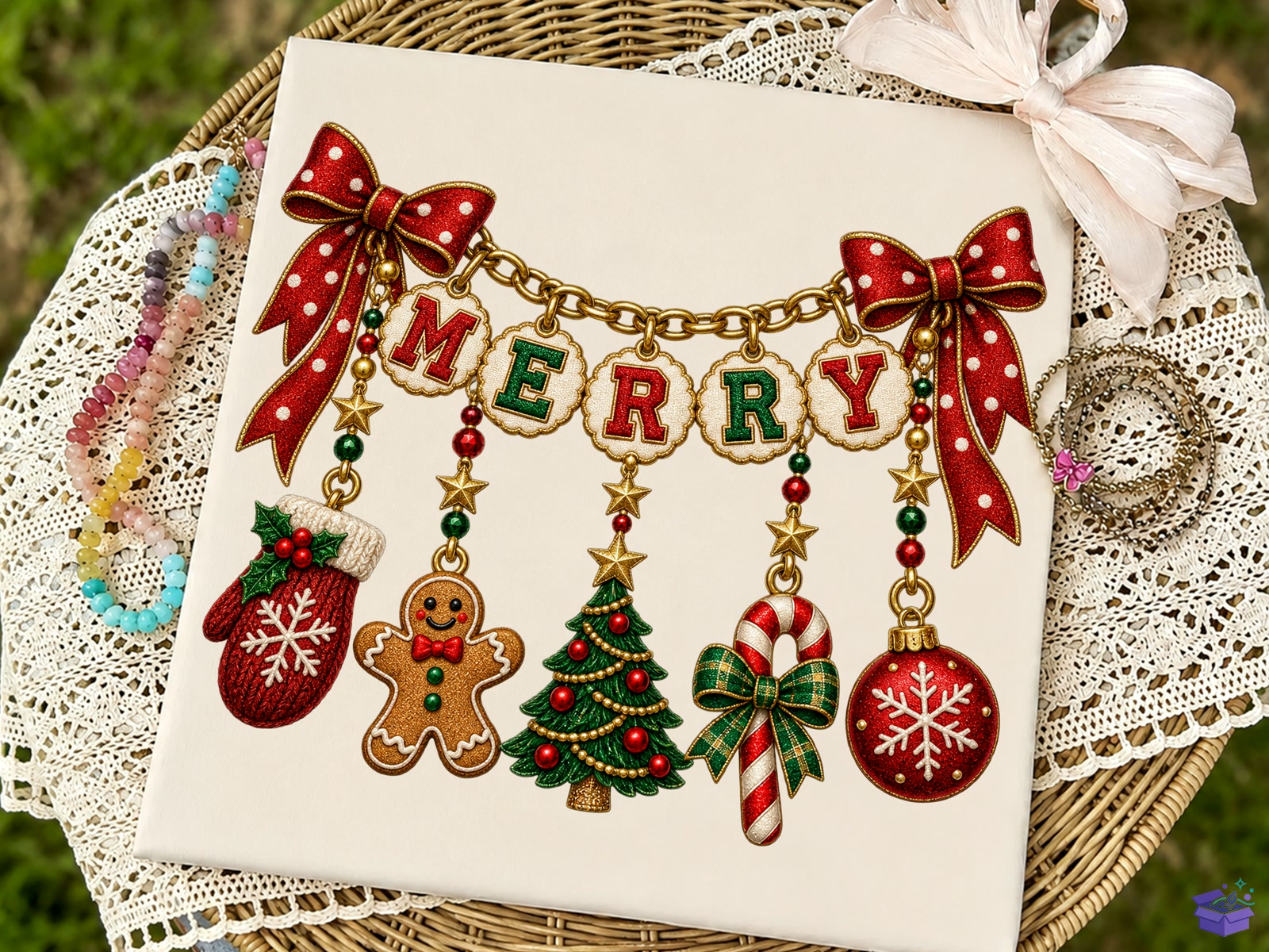 Merry Yılbaşı Charm PNG Süblimasyon Baskı Te - DTF & Süblimasyon Baskı Tasarımı (SVG, DXF, EPS, PNG) - detaylı önizleme 3