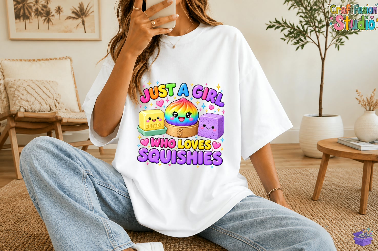 Just a Girl Who Loves Squishies PNG - DTF & Süblimasyon Baskı Tasarımı (SVG, DXF, EPS, PNG) - detaylı önizleme 2