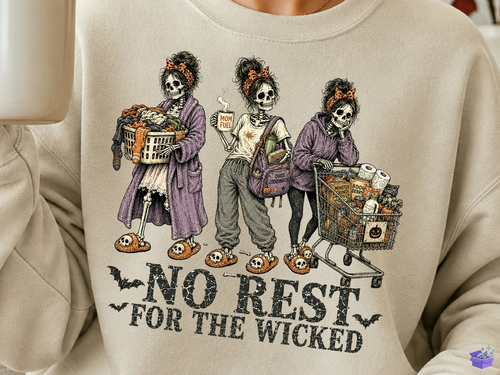 Funny Skeleton Mom Cadılar Bayramı Shirt - DTF & Süblimasyon Baskı Tasarımı (SVG, DXF, EPS, PNG) - detaylı önizleme 3