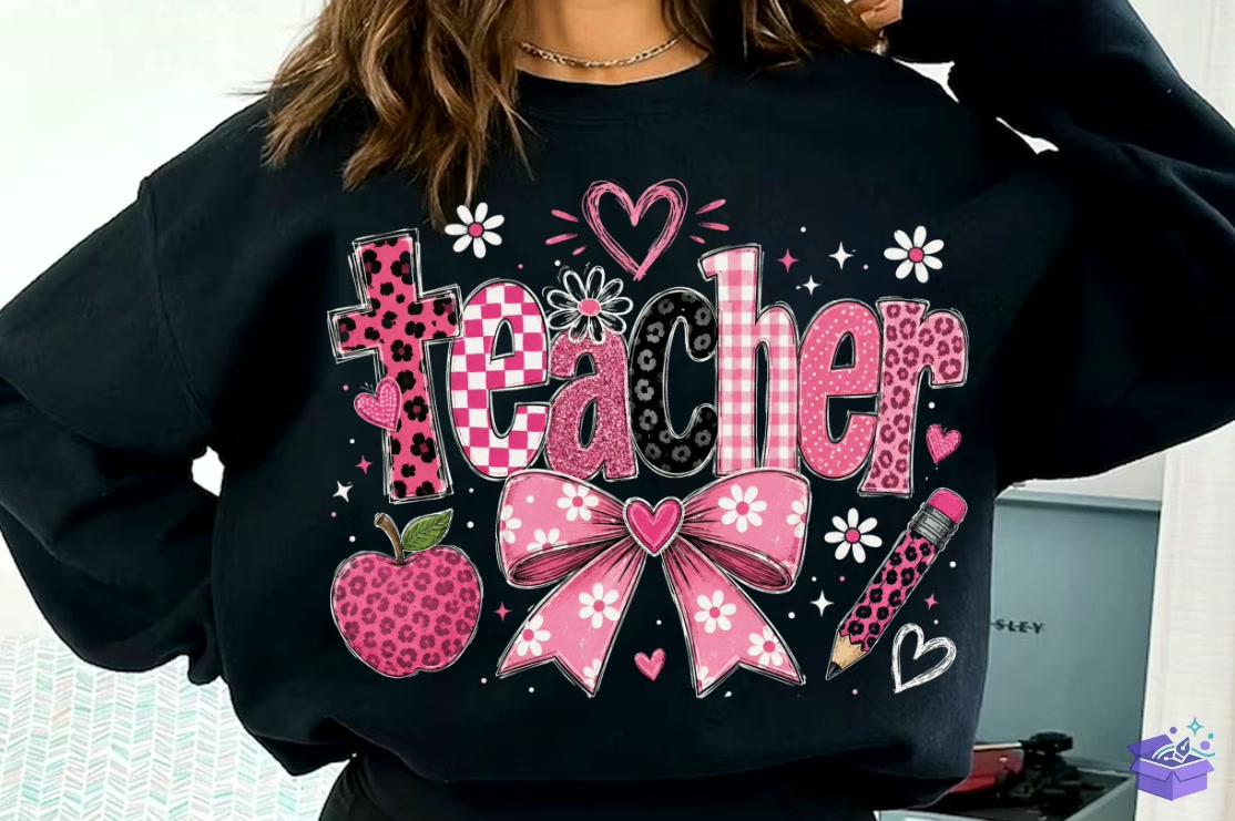 Teacher Breast Cancer Png Teacher Png - DTF & Süblimasyon Baskı Tasarımı (SVG, DXF, EPS, PNG) - detaylı önizleme 3
