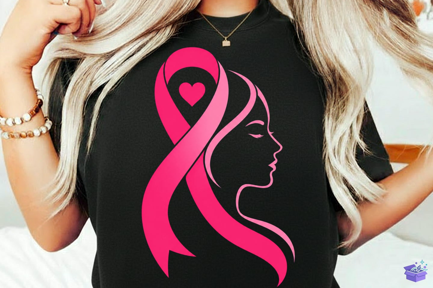 Pink Ribbon Woman PNG Breast Cancer PNG - DTF & Süblimasyon Baskı Tasarımı (SVG, DXF, EPS, PNG) - detaylı önizleme 2