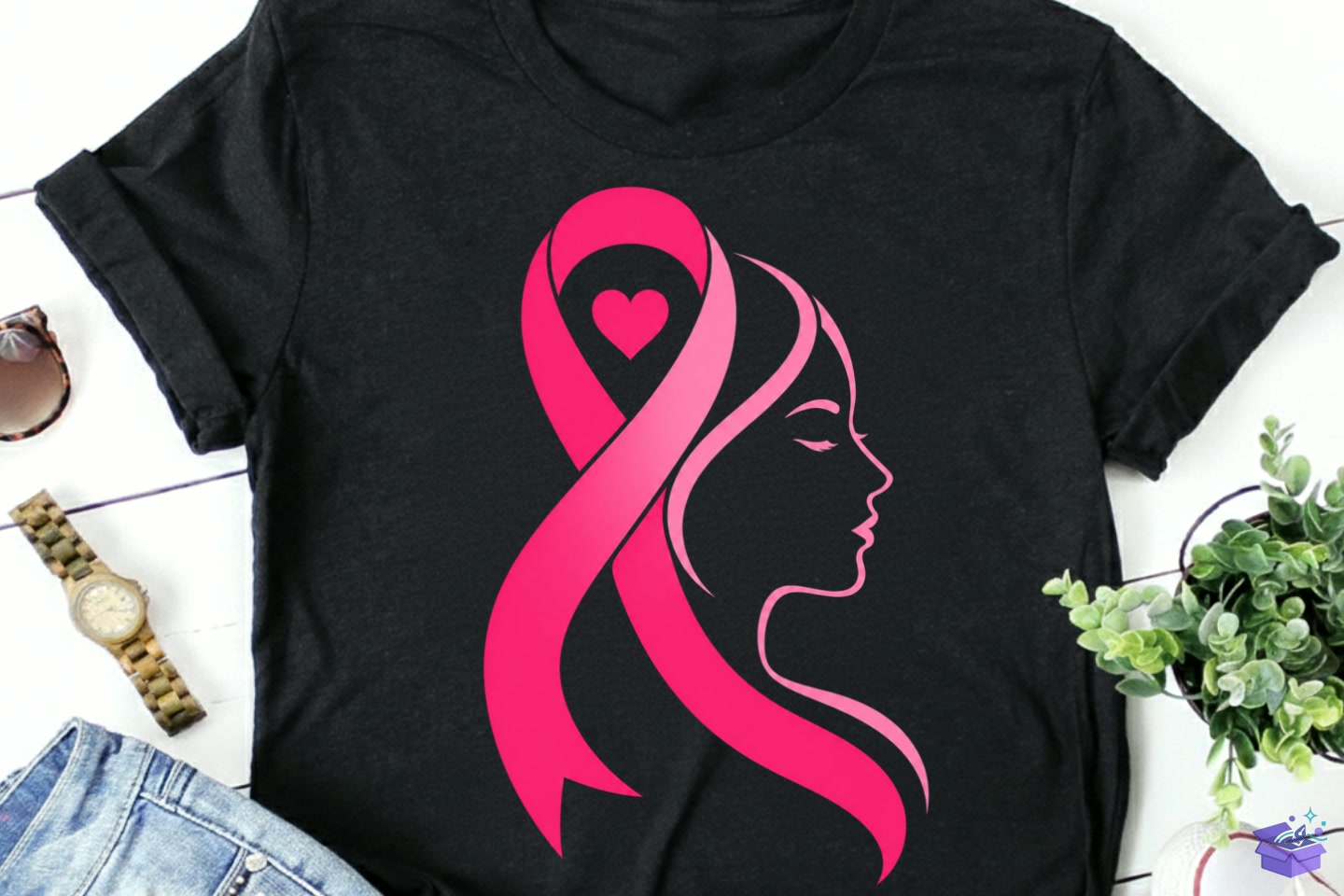 Pink Ribbon Woman PNG Breast Cancer PNG - DTF & Süblimasyon Baskı Tasarımı (SVG, DXF, EPS, PNG) - detaylı önizleme 4