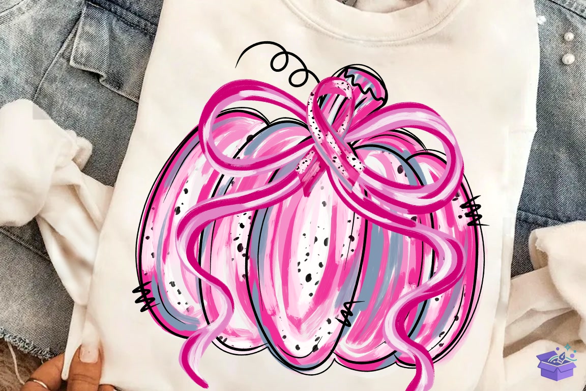 Pink Pumpkin Breast Cancer Awareness PNG - DTF & Süblimasyon Baskı Tasarımı (SVG, DXF, EPS, PNG) - detaylı önizleme 2