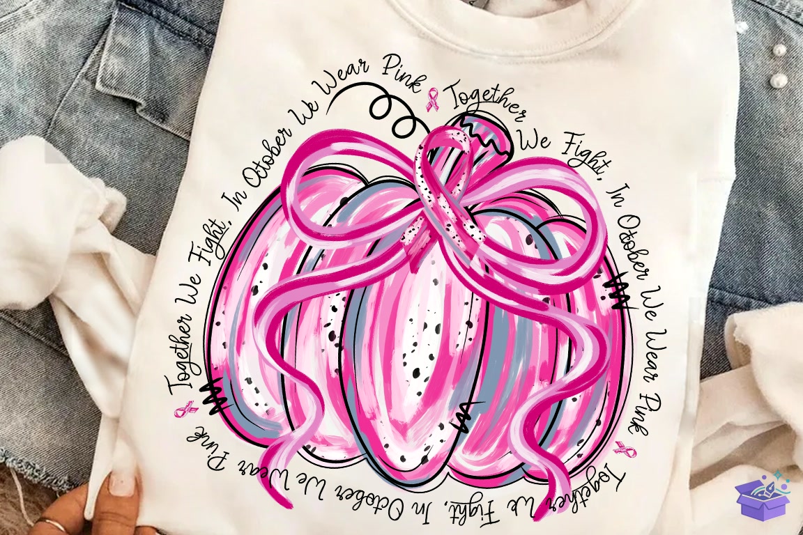 Pink Pumpkin Breast Cancer Awareness PNG - DTF & Süblimasyon Baskı Tasarımı (SVG, DXF, EPS, PNG) - detaylı önizleme 3