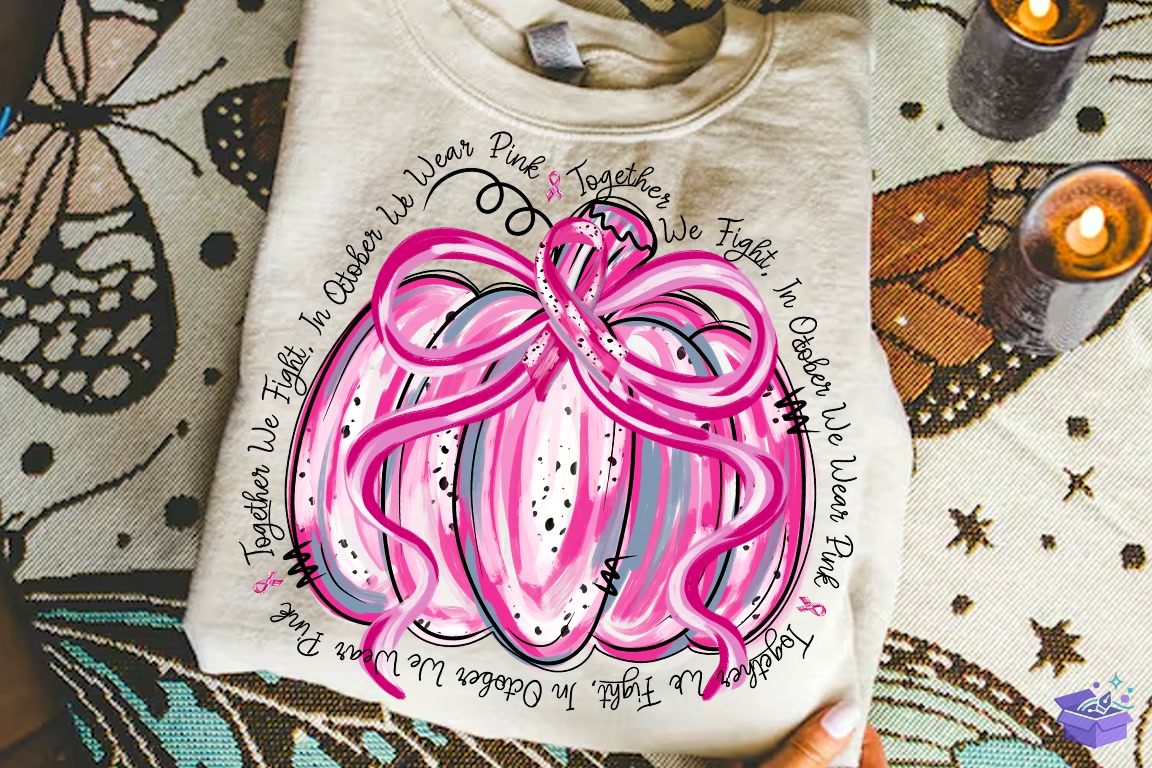 Pink Pumpkin Breast Cancer Awareness PNG - DTF & Süblimasyon Baskı Tasarımı (SVG, DXF, EPS, PNG) - detaylı önizleme 4