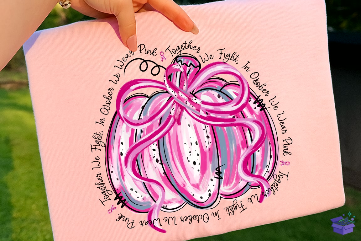 Pink Pumpkin Breast Cancer Awareness PNG - DTF & Süblimasyon Baskı Tasarımı (SVG, DXF, EPS, PNG) - detaylı önizleme 5