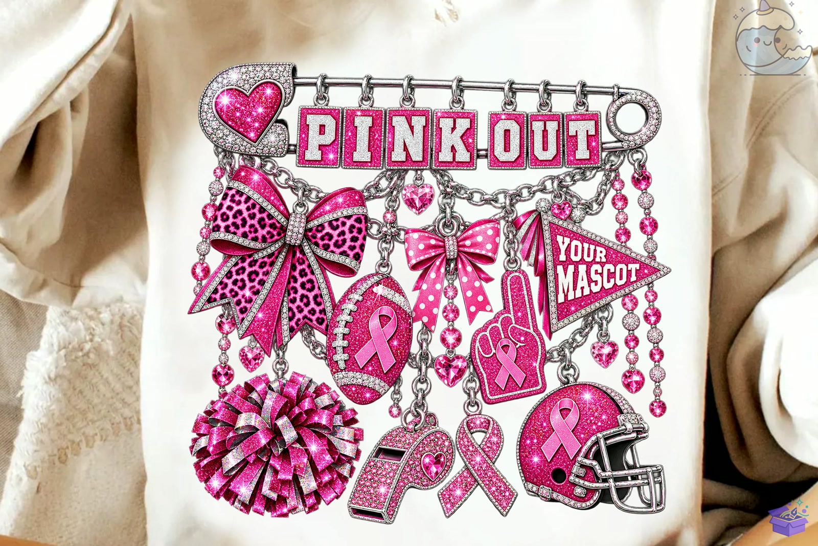 Pink Out Football Charm PNG Süblimasyon Baskı - DTF & Süblimasyon Baskı Tasarımı (SVG, DXF, EPS, PNG) - detaylı önizleme 4
