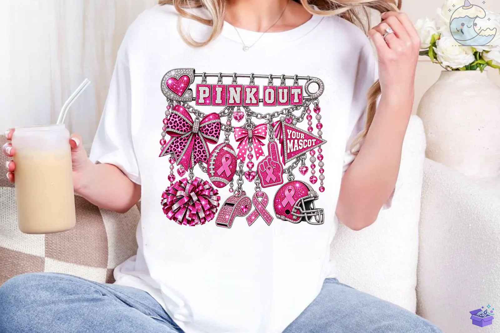 Pink Out Football Charm PNG Süblimasyon Baskı - DTF & Süblimasyon Baskı Tasarımı (SVG, DXF, EPS, PNG) - detaylı önizleme 5