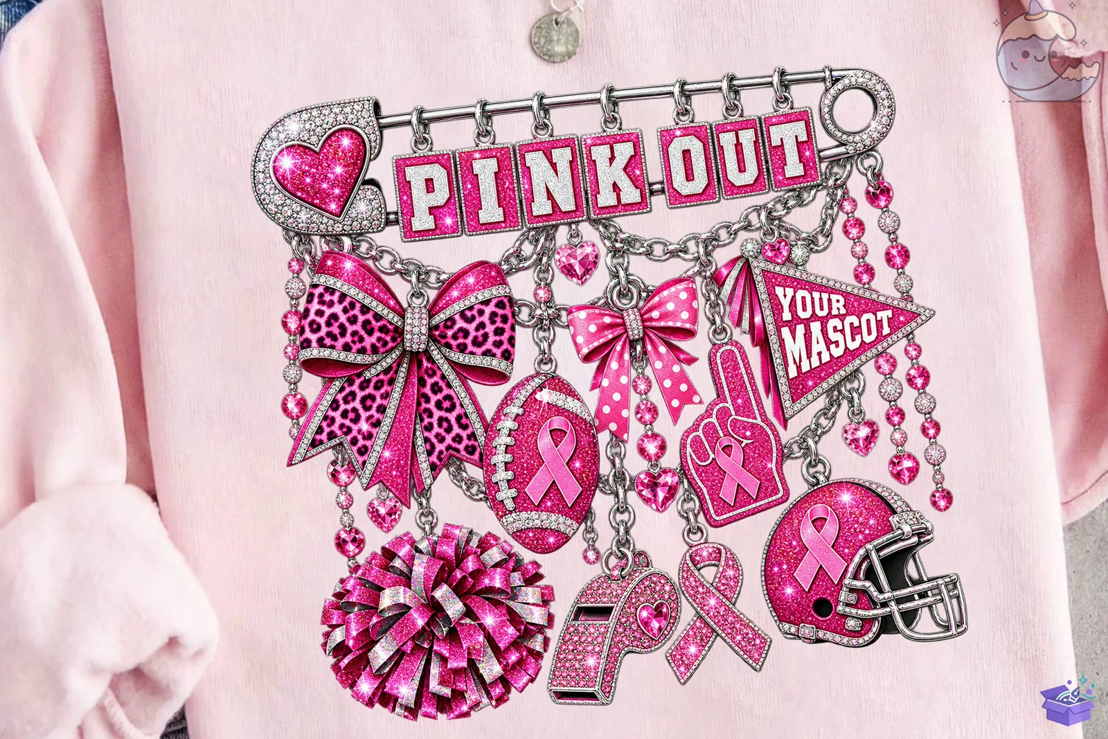 Pink Out Football Charm PNG Süblimasyon Baskı - DTF & Süblimasyon Baskı Tasarımı (SVG, DXF, EPS, PNG) - detaylı önizleme 6