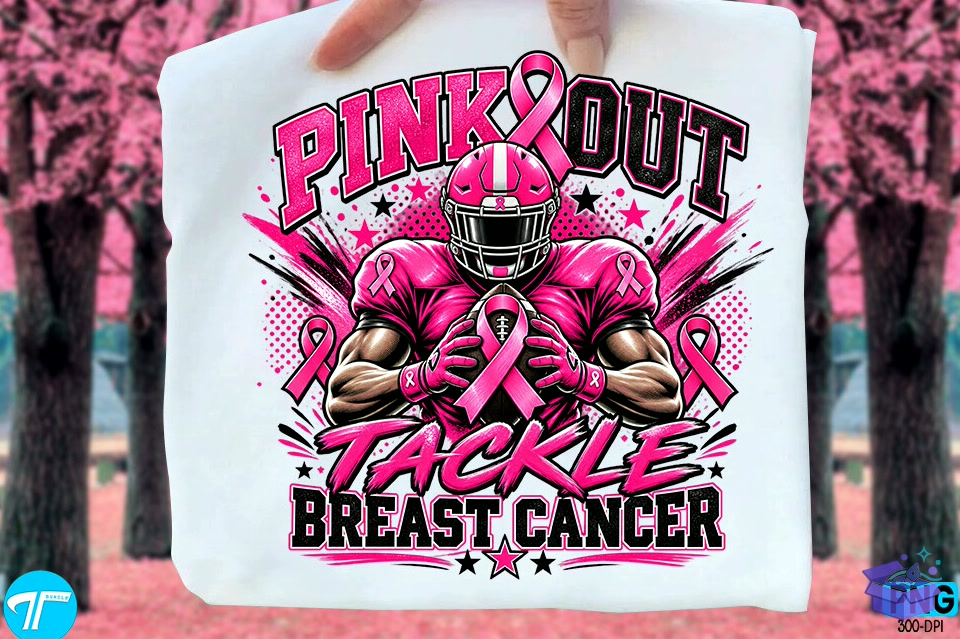 Pink Out Tackle Breast Cancer Shirt Png - DTF & Süblimasyon Baskı Tasarımı (SVG, DXF, EPS, PNG) - detaylı önizleme 2