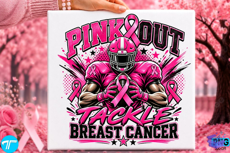 Pink Out Tackle Breast Cancer Shirt Png - DTF & Süblimasyon Baskı Tasarımı (SVG, DXF, EPS, PNG) - detaylı önizleme 3