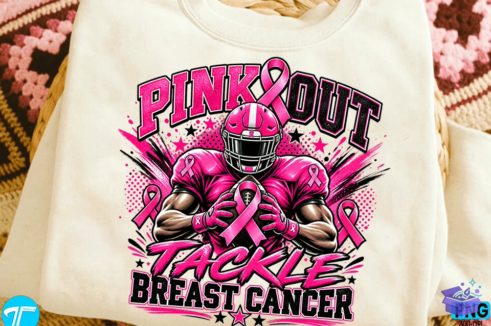 Pink Out Tackle Breast Cancer Shirt Png - DTF & Süblimasyon Baskı Tasarımı (SVG, DXF, EPS, PNG) - detaylı önizleme 6