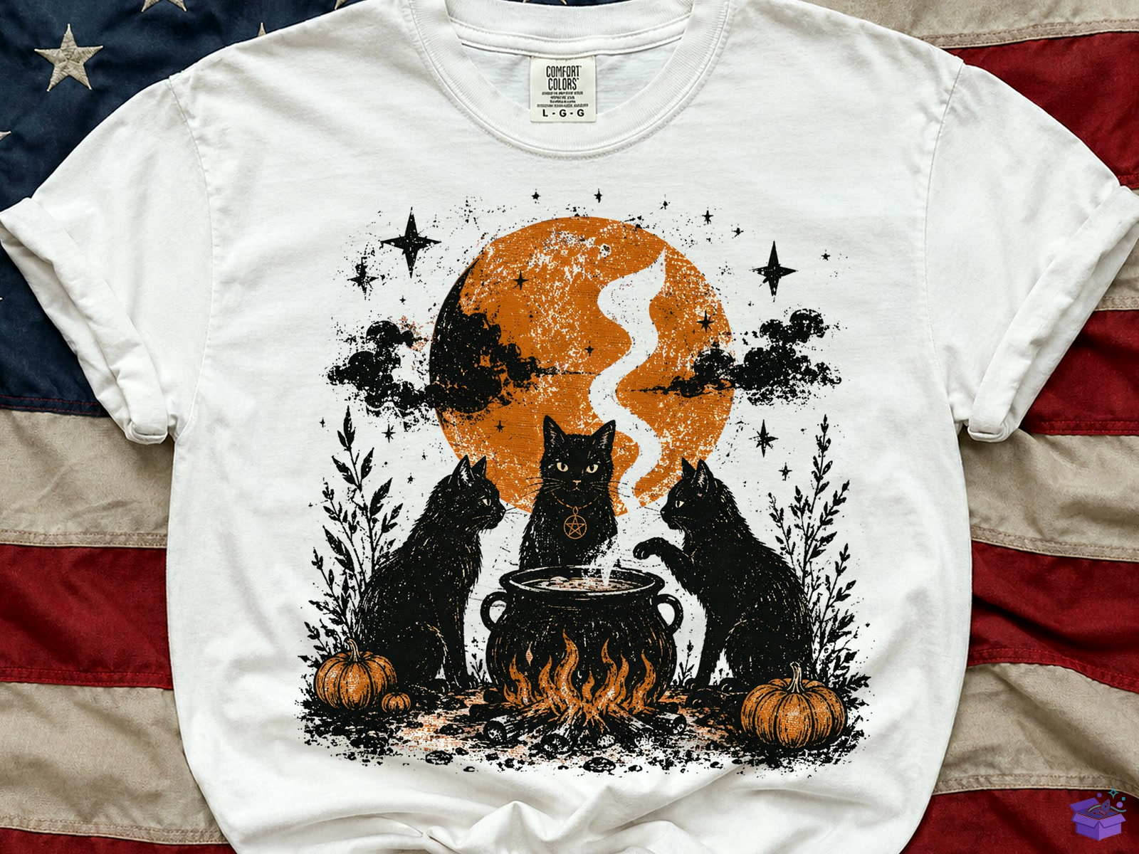 Witch Kedi Coven Cadılar Bayramı PNG - DTF & Süblimasyon Baskı Tasarımı (SVG, DXF, EPS, PNG) - detaylı önizleme 2
