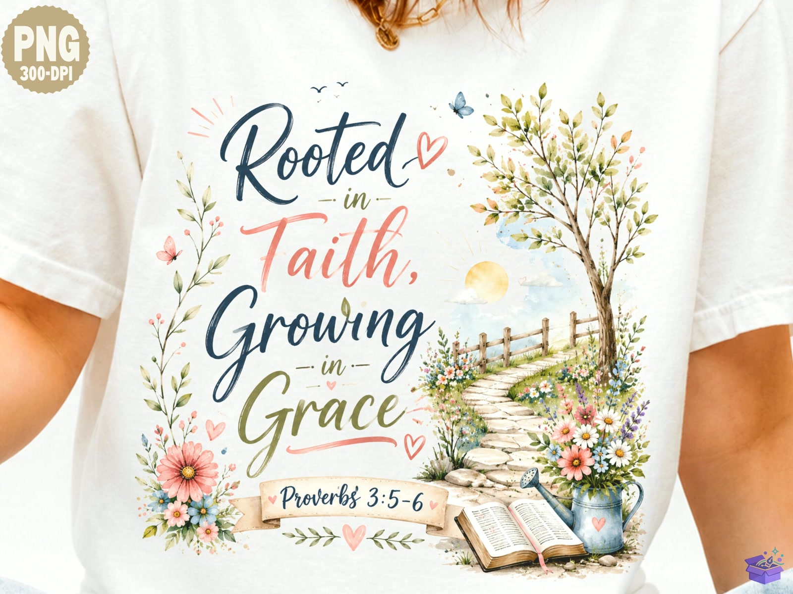 Christian Floral Bible Verse Faith Png - DTF & Süblimasyon Baskı Tasarımı (SVG, DXF, EPS, PNG) - detaylı önizleme 2