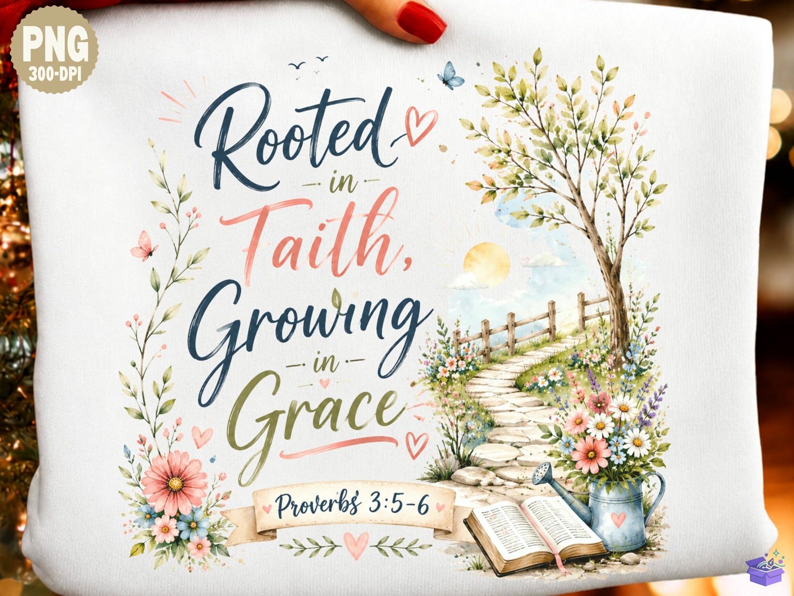 Christian Floral Bible Verse Faith Png - DTF & Süblimasyon Baskı Tasarımı (SVG, DXF, EPS, PNG) - detaylı önizleme 3