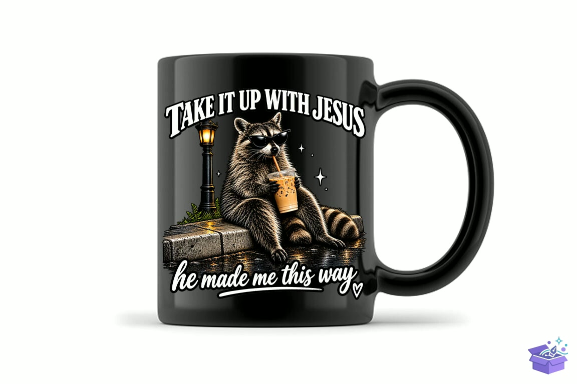 Jesus Raccoon Christian Quote PNG - DTF & Süblimasyon Baskı Tasarımı (SVG, DXF, EPS, PNG) - detaylı önizleme 4