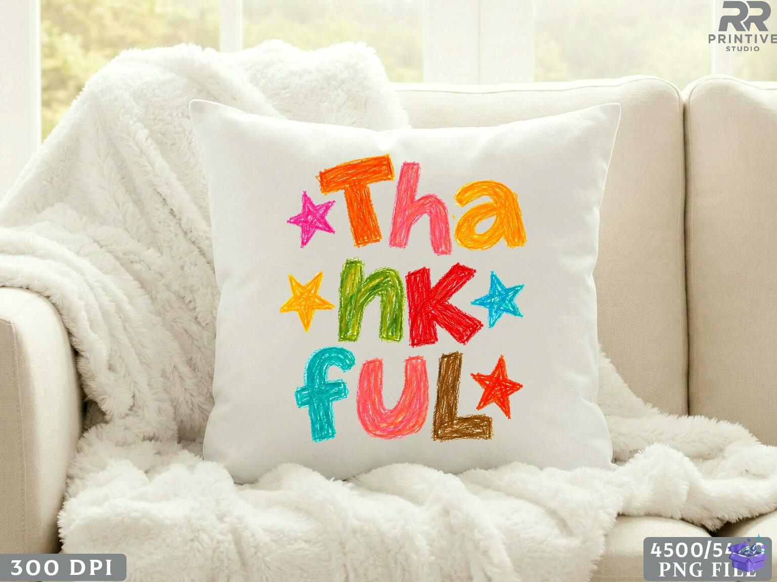 Trendy Hand Drawn Preppy Thankful PNG - DTF & Süblimasyon Baskı Tasarımı (SVG, DXF, EPS, PNG) - detaylı önizleme 3