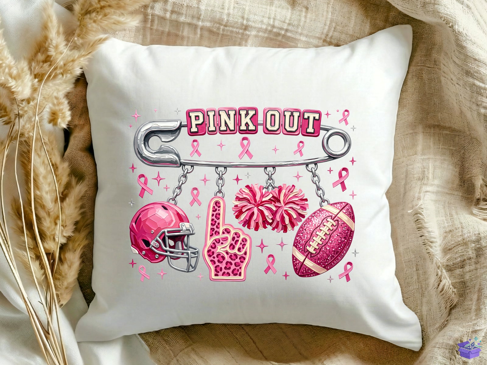 Pink Out Football Breast Cancer PNG - DTF & Süblimasyon Baskı Tasarımı (SVG, DXF, EPS, PNG) - detaylı önizleme 3