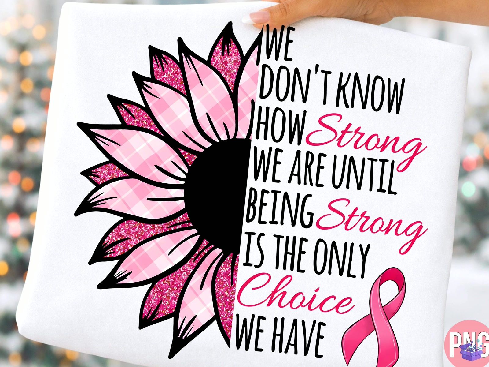 Breast Cancer Sunflower PNG T Shirt - DTF & Süblimasyon Baskı Tasarımı (SVG, DXF, EPS, PNG) - detaylı önizleme 3