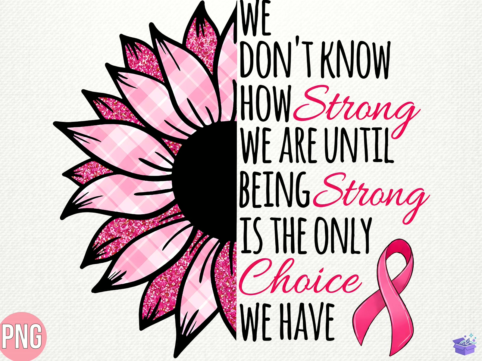 Breast Cancer Sunflower PNG T Shirt - DTF & Süblimasyon Baskı Tasarımı (SVG, DXF, EPS, PNG) - detaylı önizleme 5