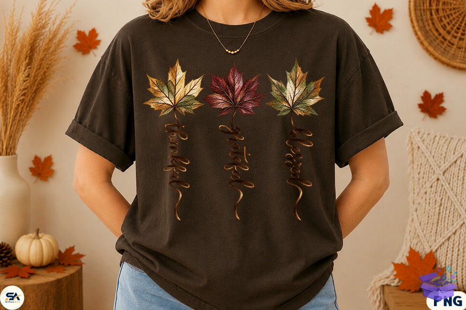 Thankful Grateful Blessed Thanksgiving - DTF & Süblimasyon Baskı Tasarımı (SVG, DXF, EPS, PNG) - detaylı önizleme 5