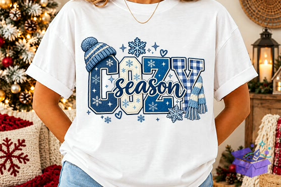 Winter Vibes PNG Snowman Cozy Shirt - DTF & Süblimasyon Baskı Tasarımı (SVG, DXF, EPS, PNG) - detaylı önizleme 2