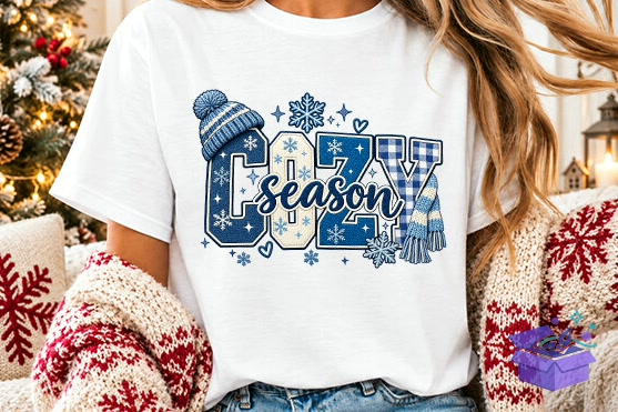 Winter Vibes PNG Snowman Cozy Shirt - DTF & Süblimasyon Baskı Tasarımı (SVG, DXF, EPS, PNG) - detaylı önizleme 3