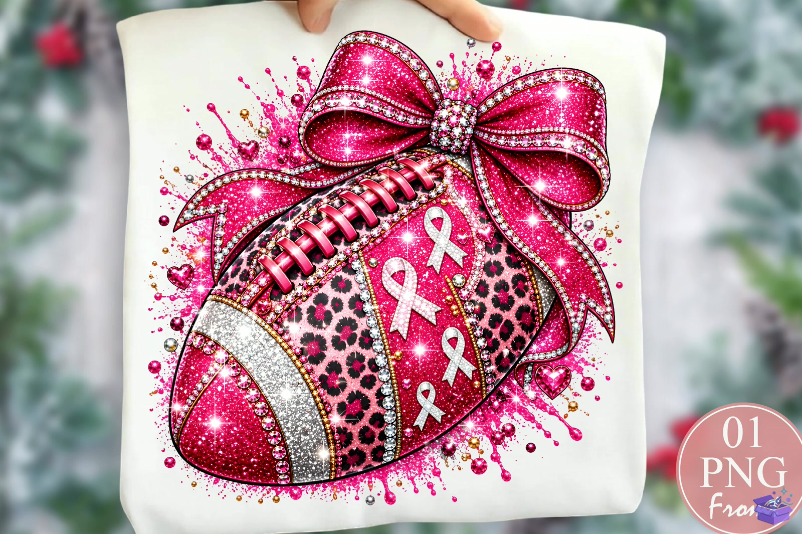 Rhinestone Breast Cancer Football PNG - DTF & Süblimasyon Baskı Tasarımı (SVG, DXF, EPS, PNG) - DTF Baskı Tasarımları İndir (DXF, SVG, EPS)