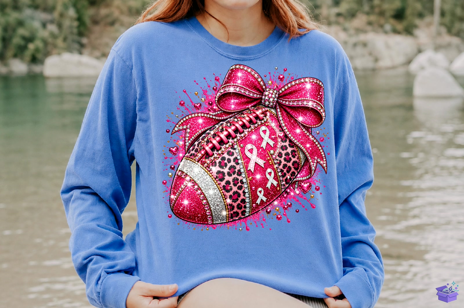 Rhinestone Breast Cancer Football PNG - DTF & Süblimasyon Baskı Tasarımı (SVG, DXF, EPS, PNG) - detaylı önizleme 4