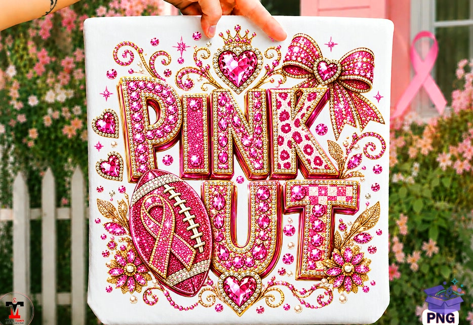 Glitter Pink Out Breast Cancer Awareness - DTF & Süblimasyon Baskı Tasarımı (SVG, DXF, EPS, PNG) - DTF Baskı Tasarımları İndir (DXF, SVG, AI)