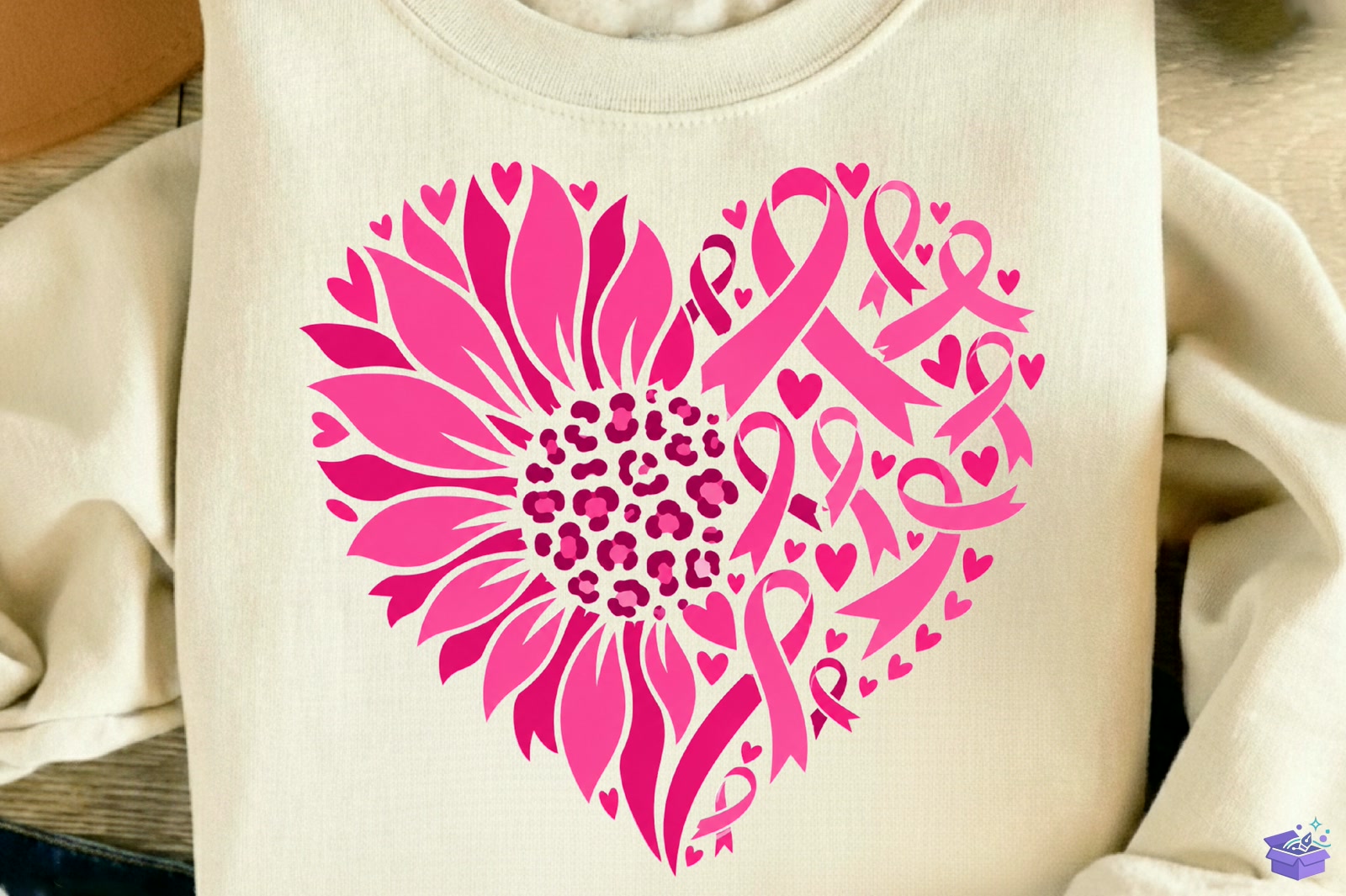 Breast Cancer Awareness Pink Sunflower - DTF & Süblimasyon Baskı Tasarımı (SVG, DXF, EPS, PNG) - detaylı önizleme 5
