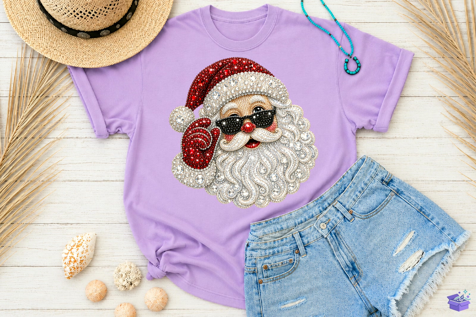 Santa Claus Rhinestone Yılbaşı PNG - DTF & Süblimasyon Baskı Tasarımı (SVG, DXF, EPS, PNG) - detaylı önizleme 4