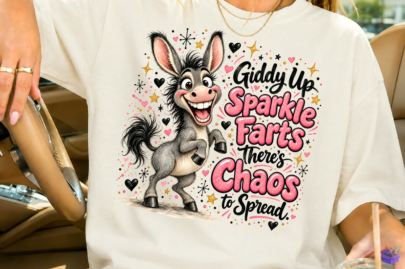 Funny Donkey PNG – Sparkle Farts - DTF & Süblimasyon Baskı Tasarımı (SVG, DXF, EPS, PNG) - detaylı önizleme 2