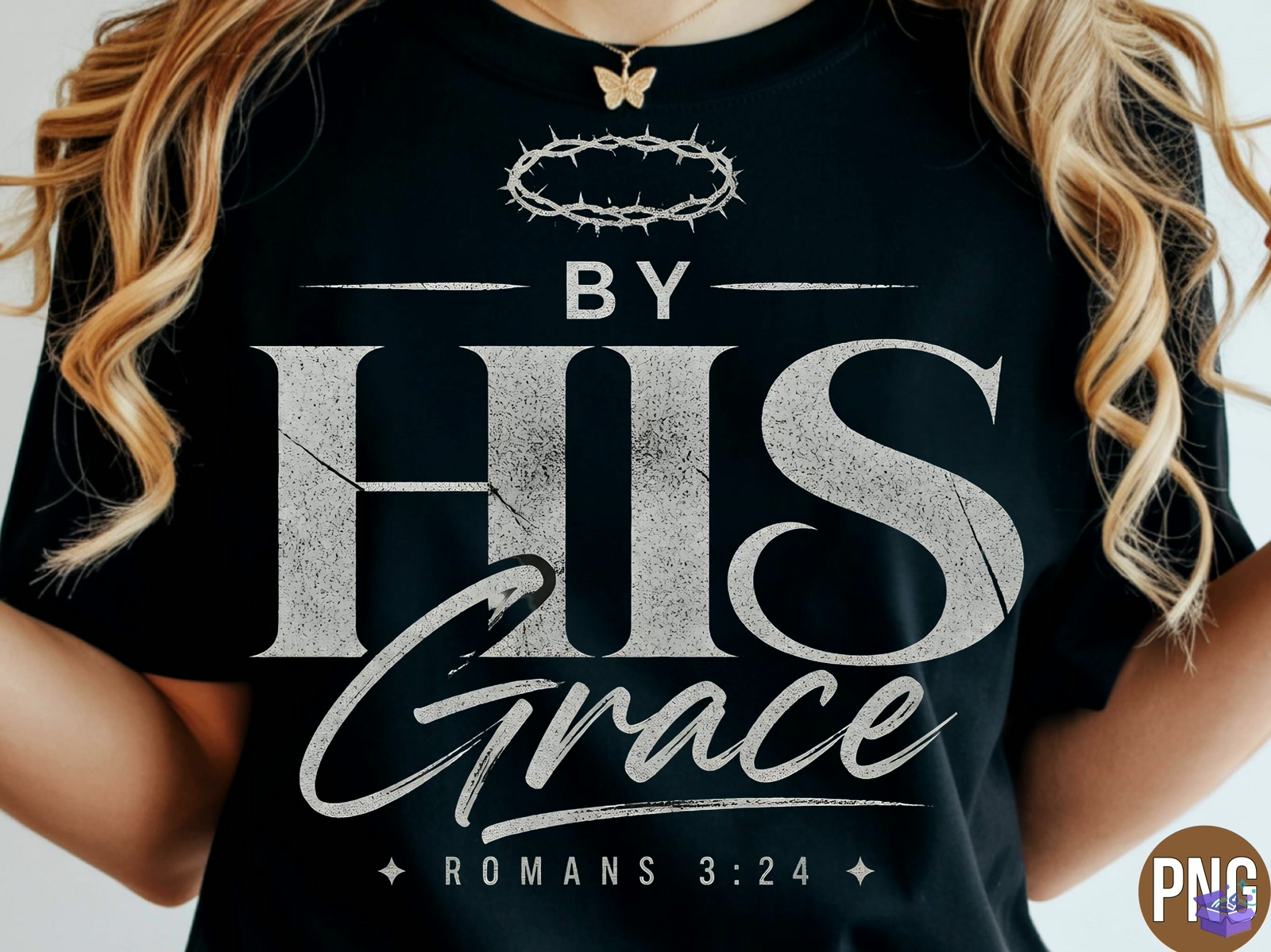 By His Grace Christian T Shirt PNG - DTF & Süblimasyon Baskı Tasarımı (SVG, DXF, EPS, PNG) - detaylı önizleme 3