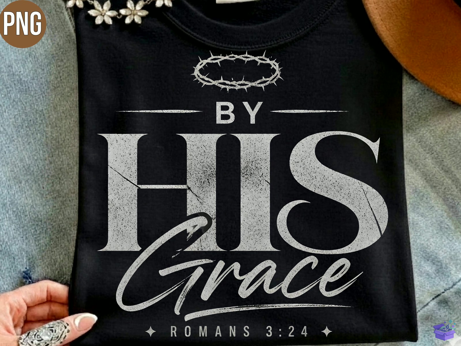 By His Grace Christian T Shirt PNG - DTF & Süblimasyon Baskı Tasarımı (SVG, DXF, EPS, PNG) - detaylı önizleme 5