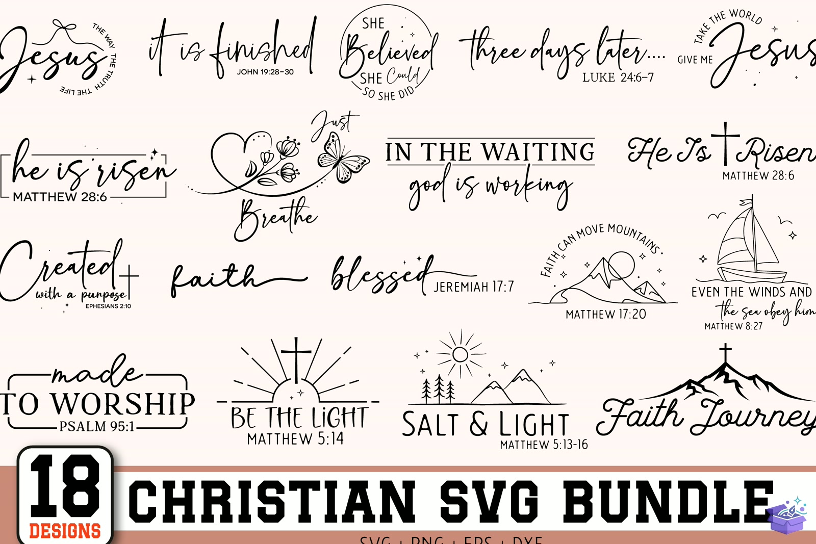 Christian Svg Bible Verse Faith - DTF & Süblimasyon Baskı Tasarımı (SVG, DXF, EPS, PNG) - DTF Baskı Tasarımları İndir (DXF, SVG, AI)
