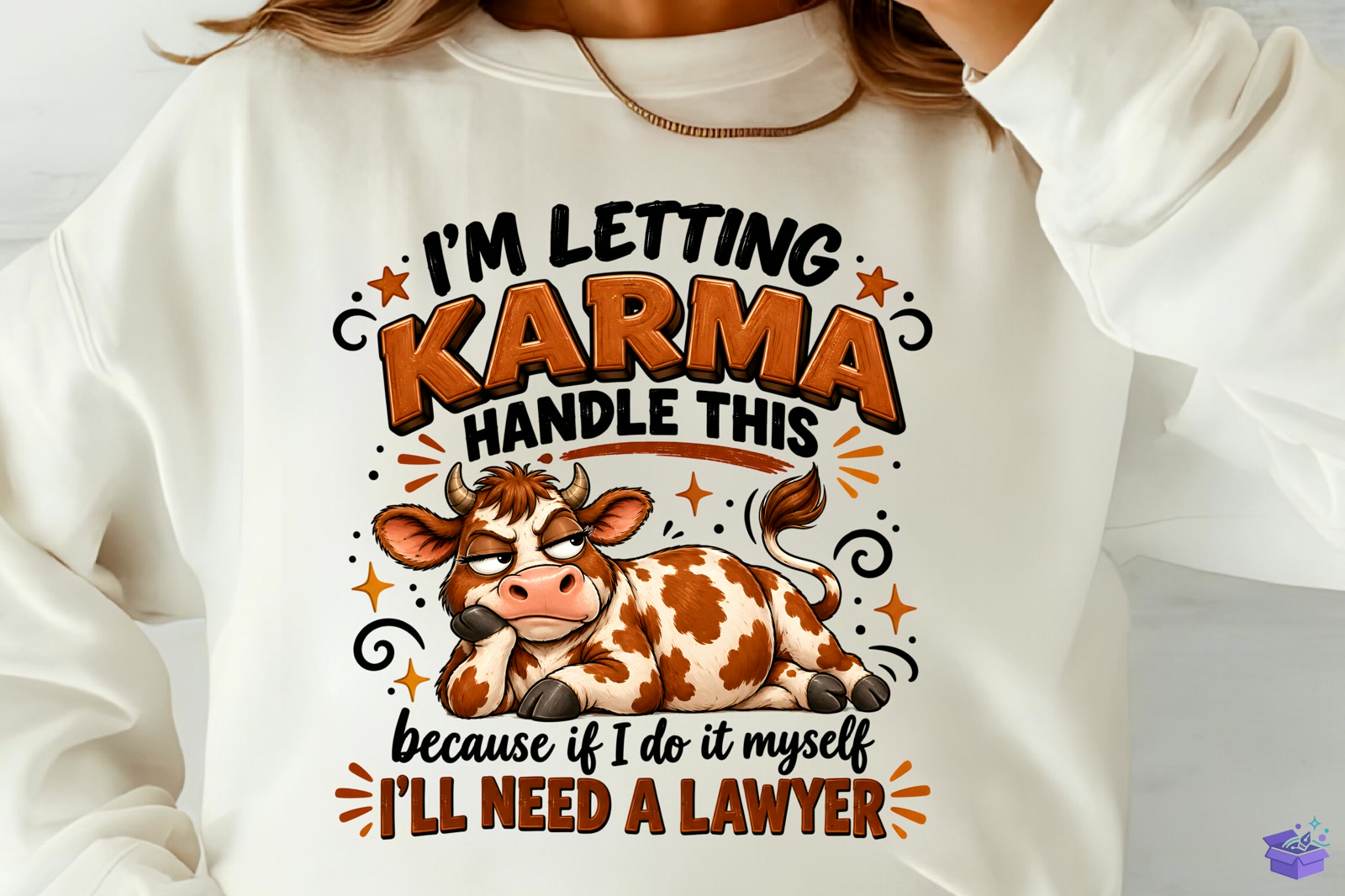 I'm Letting Karma Handle This Cow PNG - DTF & Süblimasyon Baskı Tasarımı (SVG, DXF, EPS, PNG) - detaylı önizleme 3
