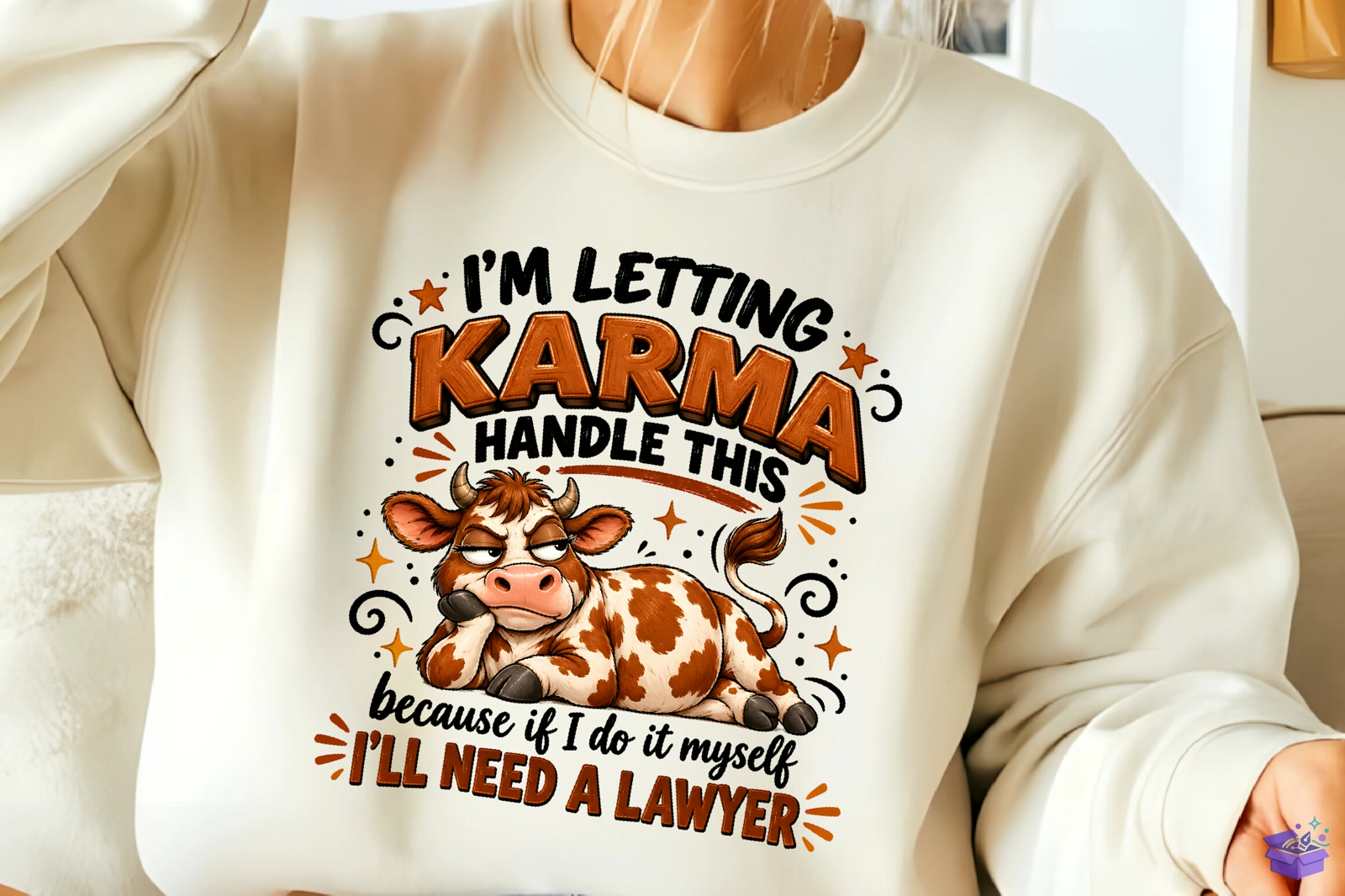 I'm Letting Karma Handle This Cow PNG - DTF & Süblimasyon Baskı Tasarımı (SVG, DXF, EPS, PNG) - detaylı önizleme 4