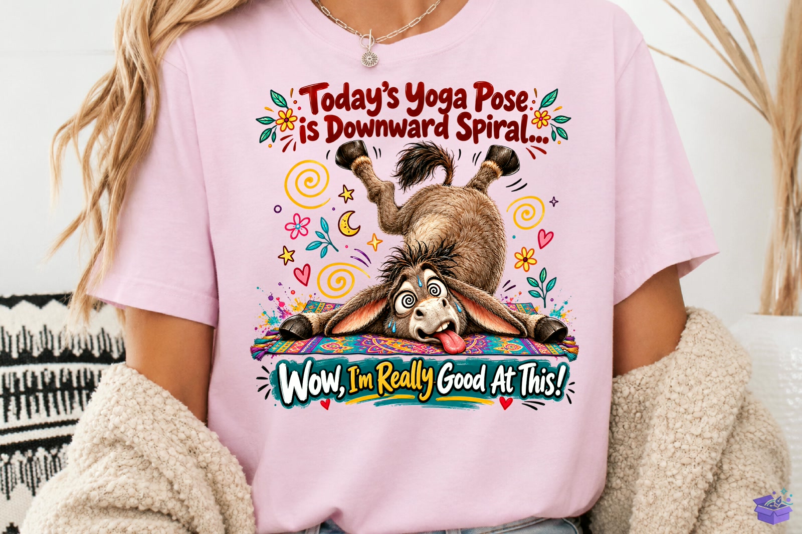 Today's Yoga Pose İs Spiral Donkey PNG - DTF & Süblimasyon Baskı Tasarımı (SVG, DXF, EPS, PNG) - detaylı önizleme 3