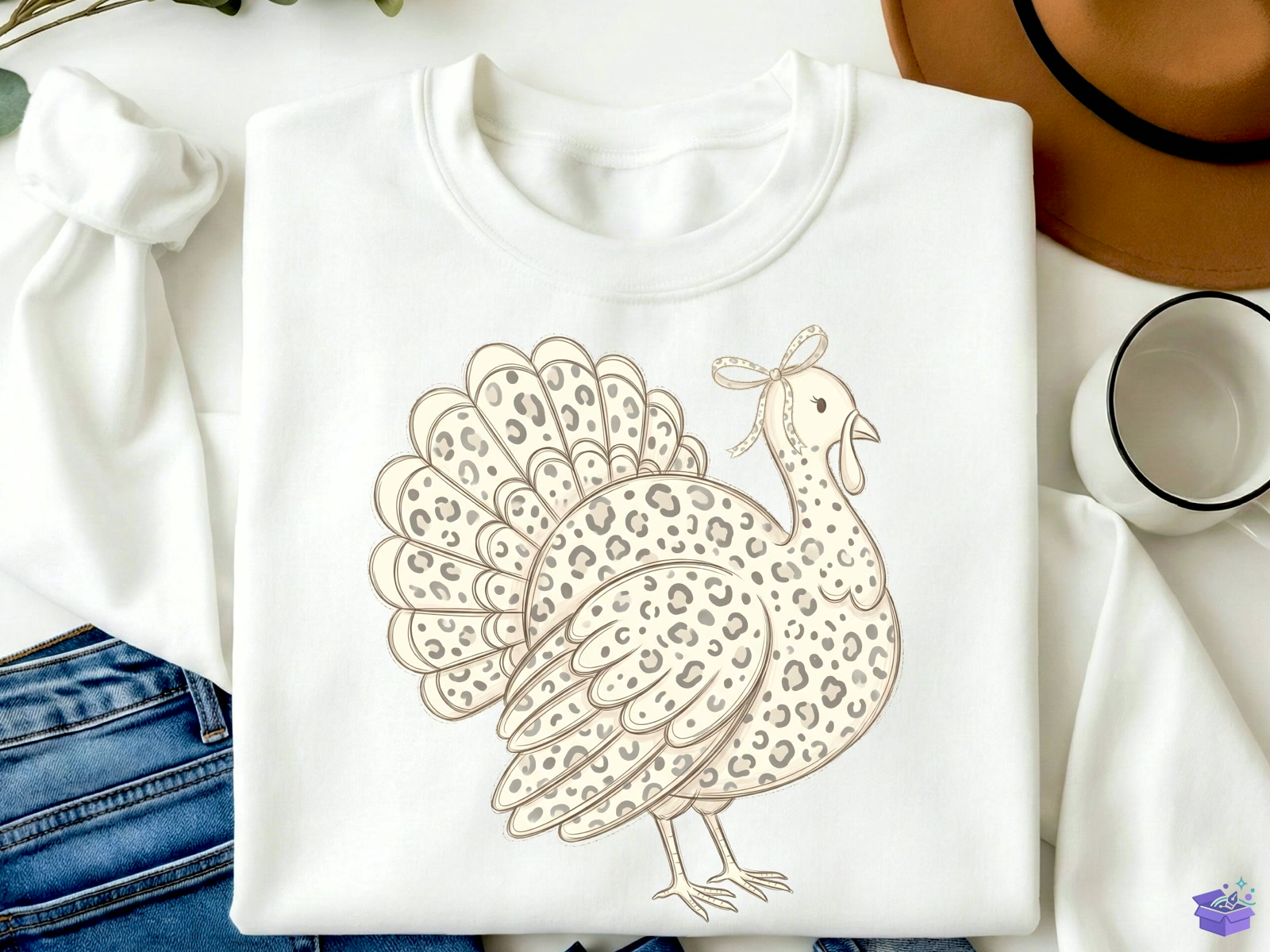 Preppy Leopard Turkey Thanksgiving PNG - DTF & Süblimasyon Baskı Tasarımı (SVG, DXF, EPS, PNG) - detaylı önizleme 2