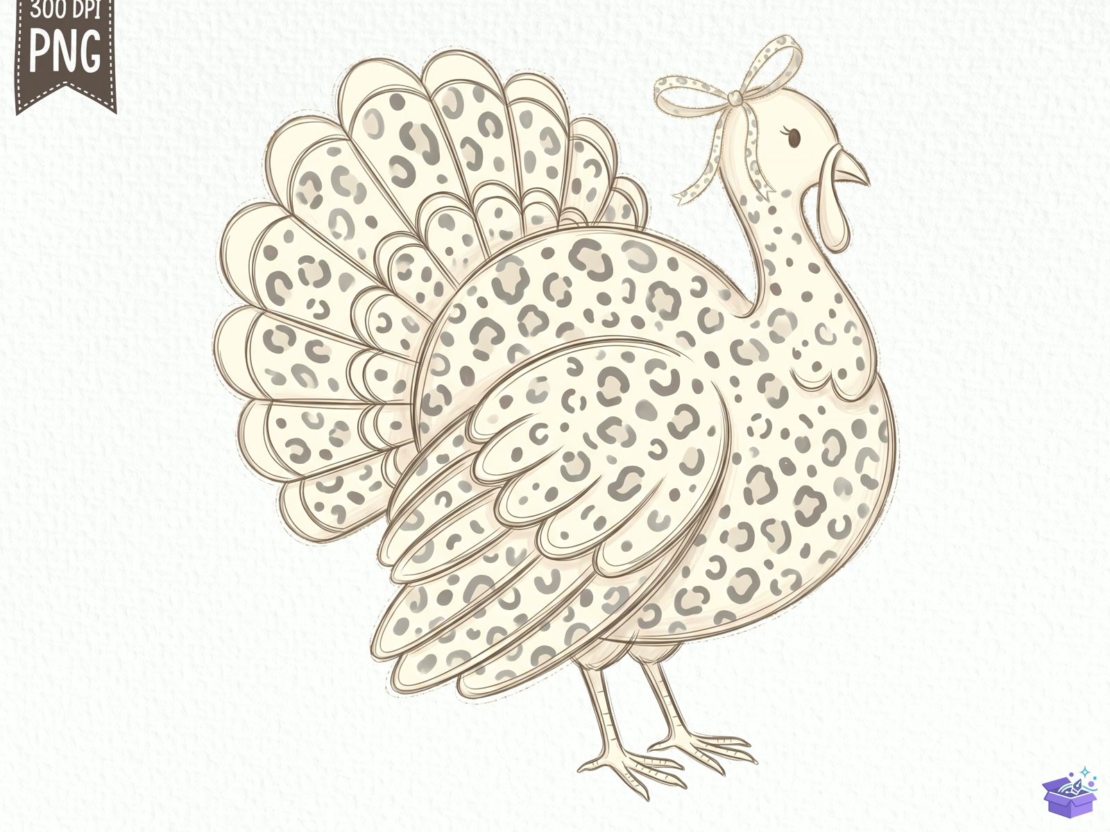 Preppy Leopard Turkey Thanksgiving PNG - DTF & Süblimasyon Baskı Tasarımı (SVG, DXF, EPS, PNG) - detaylı önizleme 5