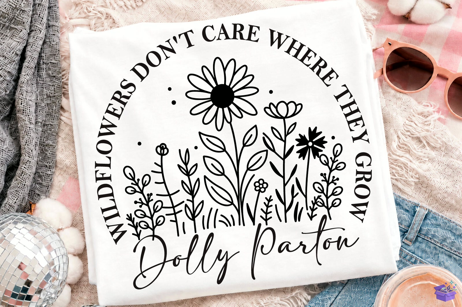 Wildflowers SVG Dolly Parton Quote PNG - DTF & Süblimasyon Baskı Tasarımı (SVG, DXF, EPS, PNG) - detaylı önizleme 2