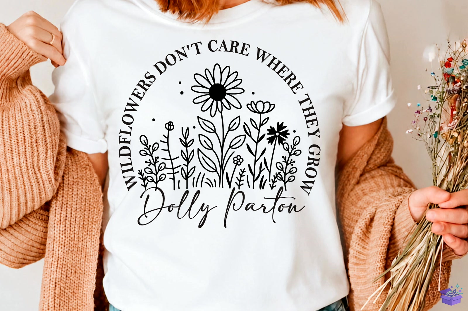 Wildflowers SVG Dolly Parton Quote PNG - DTF & Süblimasyon Baskı Tasarımı (SVG, DXF, EPS, PNG) - detaylı önizleme 3