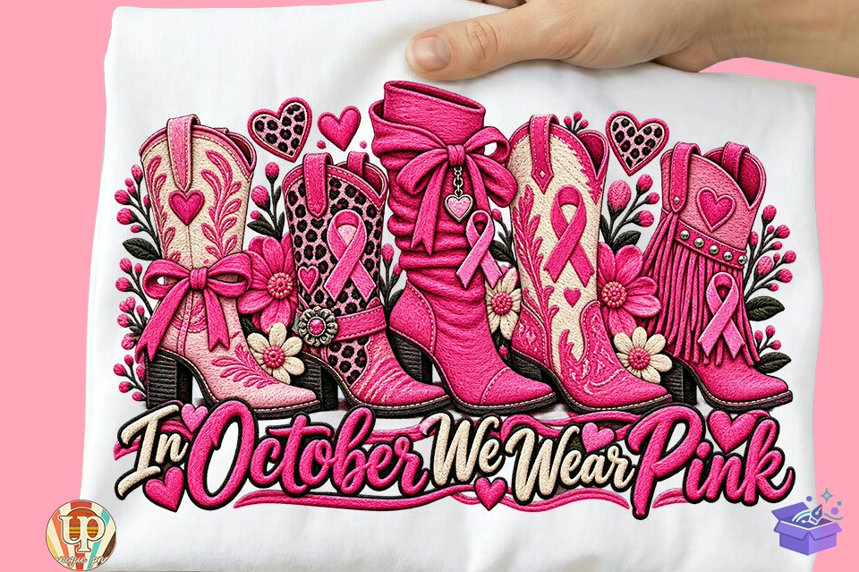 Cowgirl Western Pink Breast Cancer Shirt - DTF & Süblimasyon Baskı Tasarımı (SVG, DXF, EPS, PNG) - DTF Baskı Tasarımları İndir (DXF, SVG, AI)