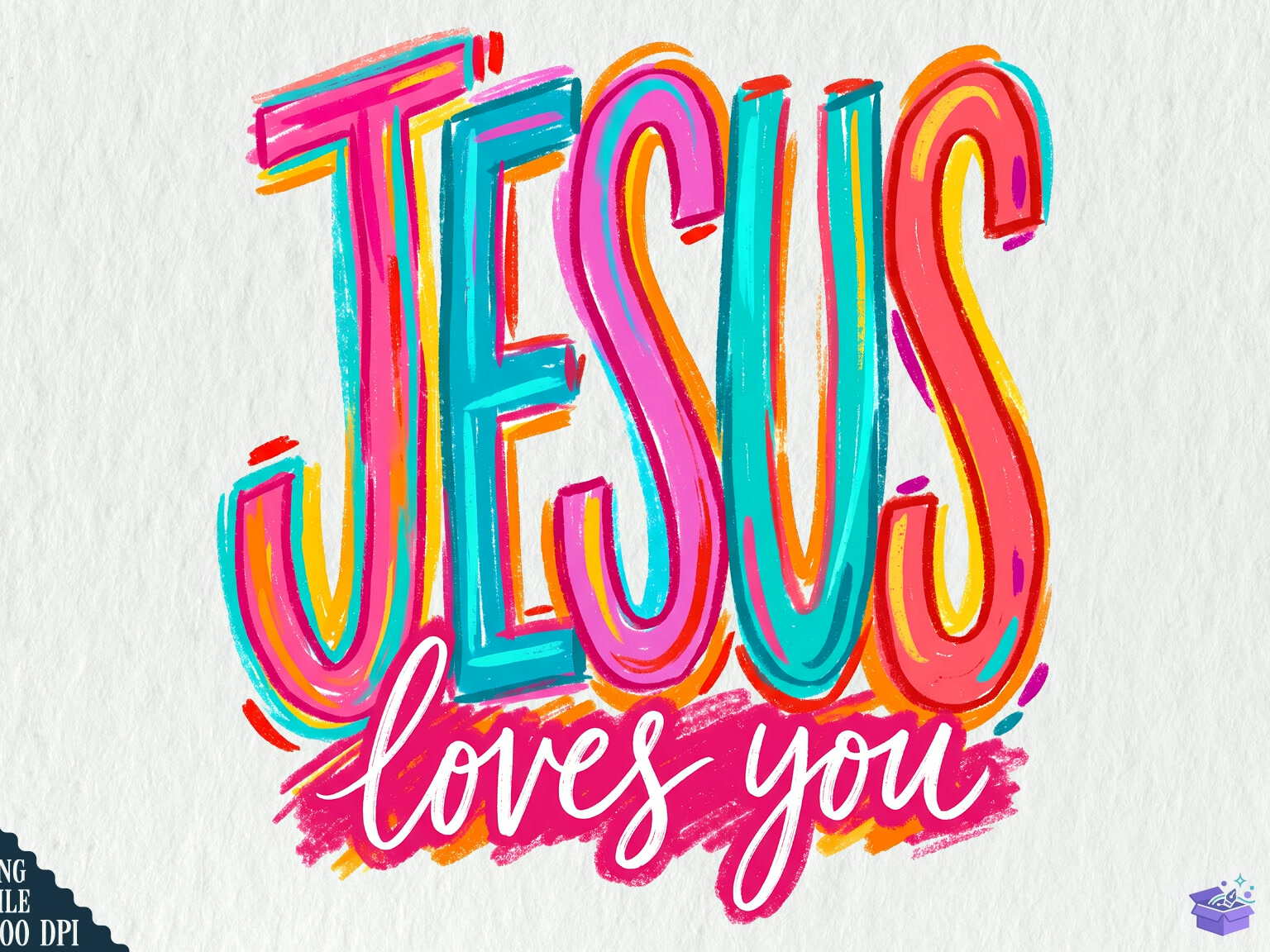 Jesus Loves You Colorful Typography PNG - DTF & Süblimasyon Baskı Tasarımı (SVG, DXF, EPS, PNG) - DTF Baskı Tasarımları İndir (DXF, SVG, EPS)