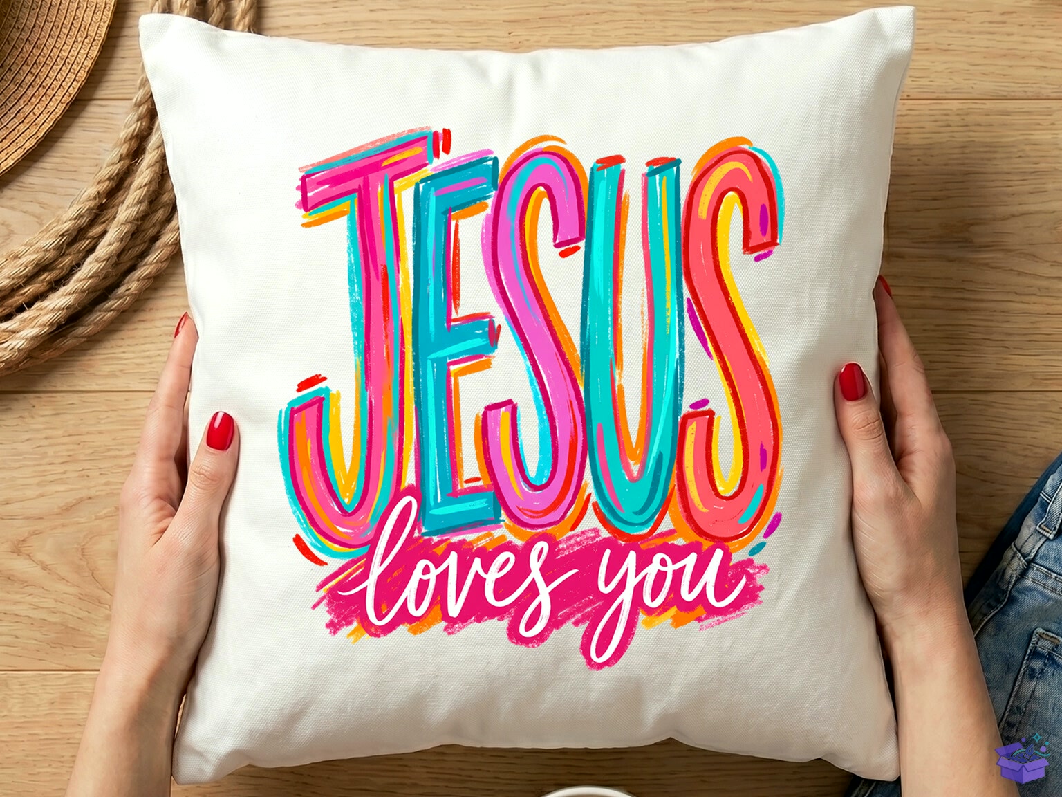 Jesus Loves You Colorful Typography PNG - DTF & Süblimasyon Baskı Tasarımı (SVG, DXF, EPS, PNG) - detaylı önizleme 4