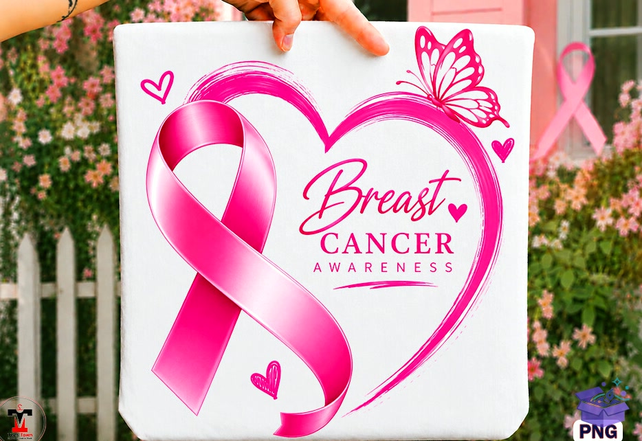 Breast Cancer Awareness Pink Ribbon PNG - DTF & Süblimasyon Baskı Tasarımı (SVG, DXF, EPS, PNG) - DTF Baskı Tasarımları İndir (DXF, SVG, EPS)