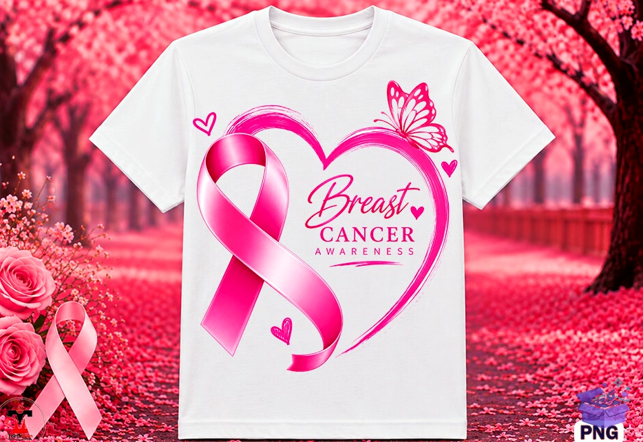 Breast Cancer Awareness Pink Ribbon PNG - DTF & Süblimasyon Baskı Tasarımı (SVG, DXF, EPS, PNG) - detaylı önizleme 2