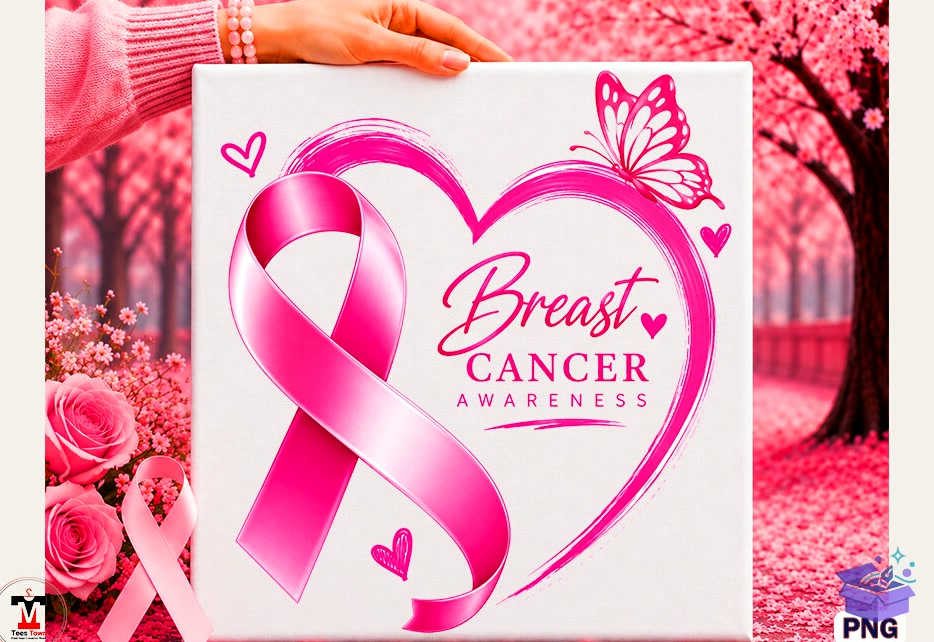 Breast Cancer Awareness Pink Ribbon PNG - DTF & Süblimasyon Baskı Tasarımı (SVG, DXF, EPS, PNG) - detaylı önizleme 3