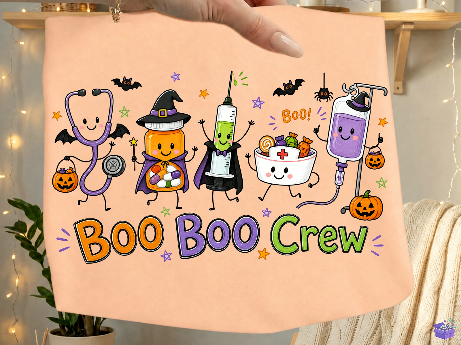 Cadılar Bayramı Nurse Boo Boo Crew Funny Nurse - DTF & Süblimasyon Baskı Tasarımı (SVG, DXF, EPS, PNG) - detaylı önizleme 2